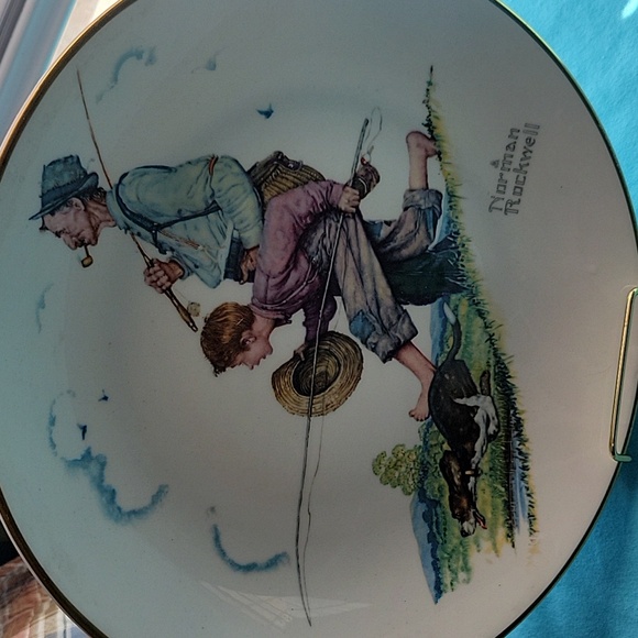 Vintage Norman Rockwell "Summer- Goin Fishing plate - Picture 2 of 3
